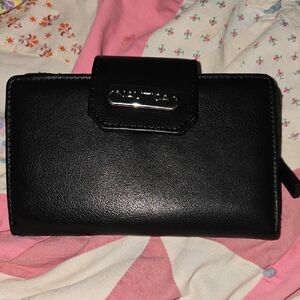 Nautica Black Pebble-Texture Women's Wallet with Metal Logo